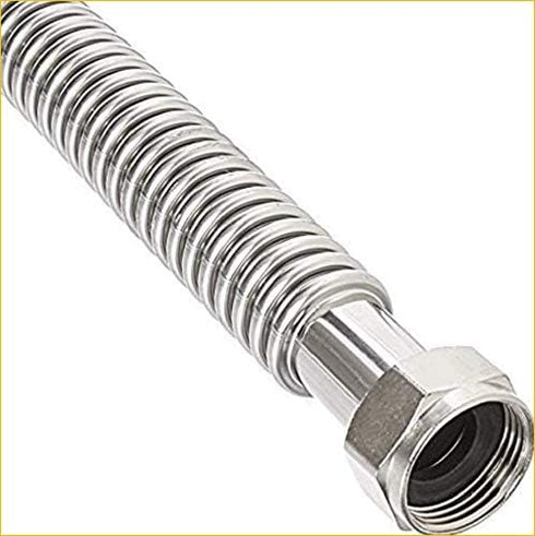 EZ-Fluid 24-Inch Corrugated Flexible Stainless Steel Water Heater Connector - 1"FIP x 1" FIP Full-Port for Water Supply