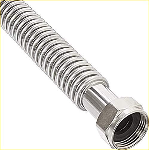 EZ-Fluid 18-Inch Corrugated Flexible Stainless Steel Water Heater Connector, 1" FIP, Full-Port (1Pc)