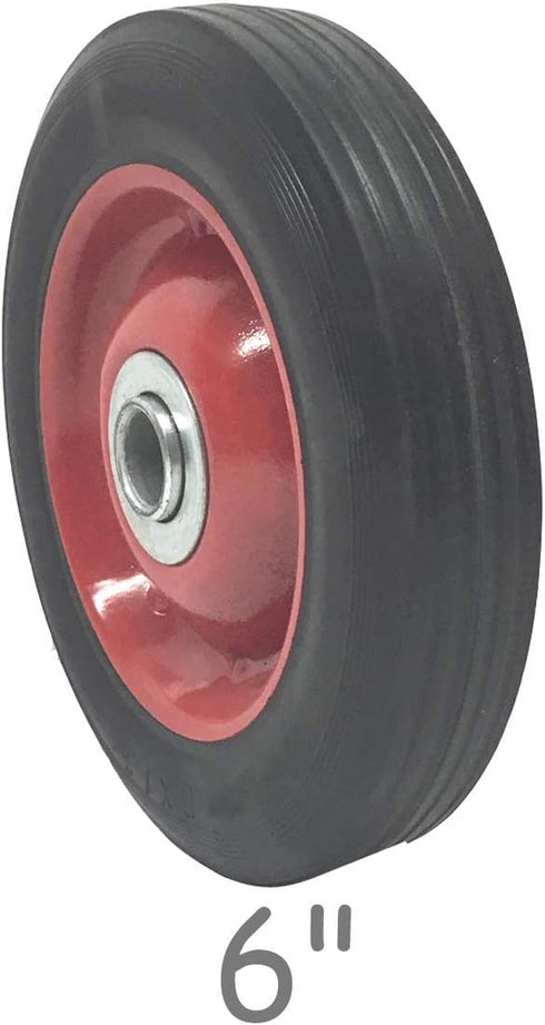 Solid Rubber Flat Free Tire 6" x 1.5" Hand Truck Wheel - 1.25" Offset Hub – 5/8" Axle - 350 lbs Capacity by UI PRO TOOLS