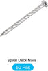 50Pcs Fence Deck Nails (51mmx3mm), 304 Stainless Steel Spiral Shank Deck Nail for House Repairing, Silver