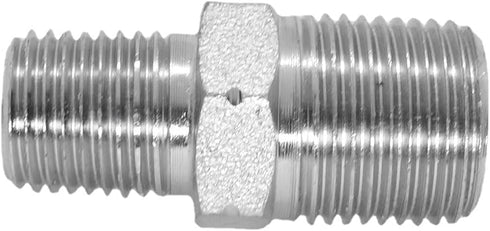 1 Piece 3/8" x 1/4" Male NPT Hex Nipple, Plated Steel Hydraulic Fitting Adapter