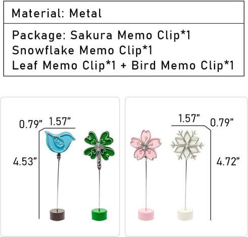 WAYUTO 4Pcs Cute Memo Clips Metal Desk Photo Clips Name Card Holders Note Clips Cartoon Place Card Holders Table Number
