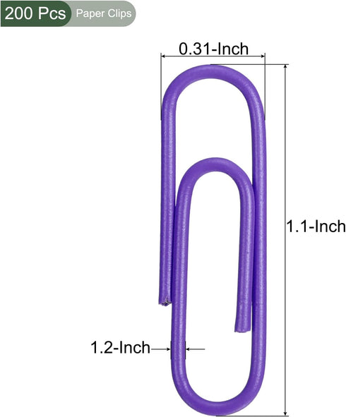 YOKIVE 200 Pcs Paper Clips, Office Clips with Smooth Surface and Box, Great for Office, Art, Home, Daily Use - Purple,