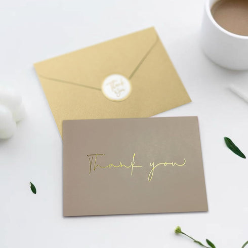 Obbyidk 40 Gold Foiled Thank You Cards with Envelopes, Thank You Card Assortments, Suitable for Baby Shower, Bridal
