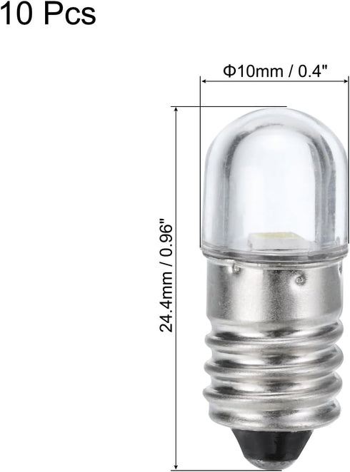 MECCANIXITY 12V/0.04A E10 Mini LED Light Bulbs, 10Pcs Miniature Screw Bulbs Flashlight Bulbs for Scientific Experiment Lighting DIY Accessories, Cold White Light by MECCANIXITY