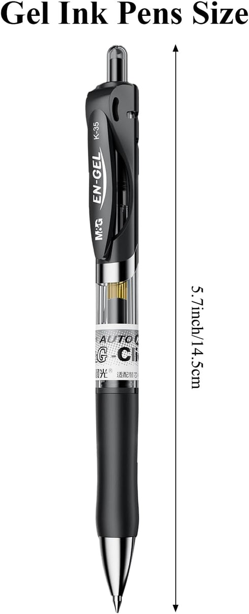 M&G Gel Pens 0.5mm Black Medium Point, 30 PCS Retractable Gel Ink Pens with Premium Ink & Comfort Grip (6 Blue + 3 Red)