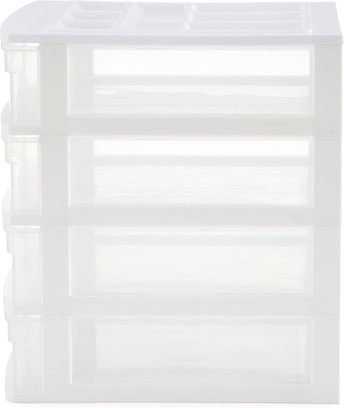 Gracious Living 4 Drawer Desktop & Countertop Organizer with Lid for Craft Storage, Office Supplies, School Supplies,