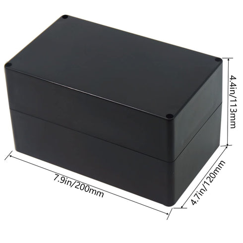 Junction Box, Zulkit Project Box IP65 Waterproof Dustproof ABS Plastic Electrical Boxes Electronic Enclosure Black 7.9 x 4.7 x 4.4 inch(200 x 120 x 113 mm)(Pack of 1)