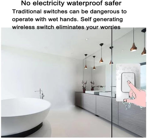 328Ft GLOBELEC Self-Powered Wireless Light Kit,No Battery Required,Mini Remote Control Switch with RF Range Wall Light