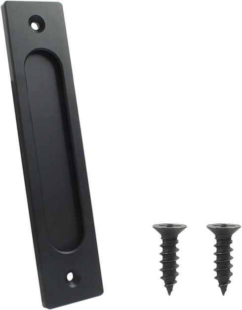 7 Inch Rectangular Flush Pull, Recessed Barn Door Handle for Sliding Pocket Doors, Gates, Garages, Sheds (Matte Black)