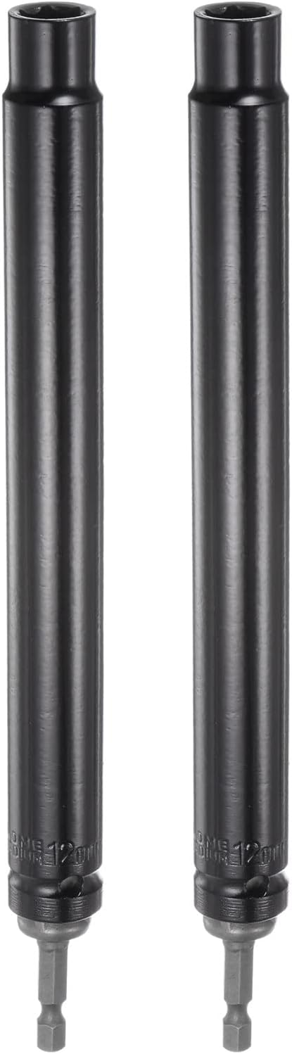 2pcs Extra Long Hollow Socket, 12mm x 200mm Deep Well Impact Nut Driver with Quick-Change Hex Shank