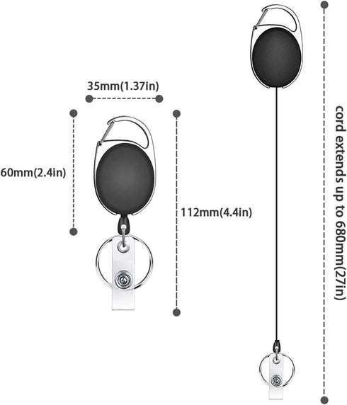 Viaky 12 Pack Retractable Badge Holders with Carabiner Reel Clips, Belt Clip, Key Ring for ID Cards, 6 Colors