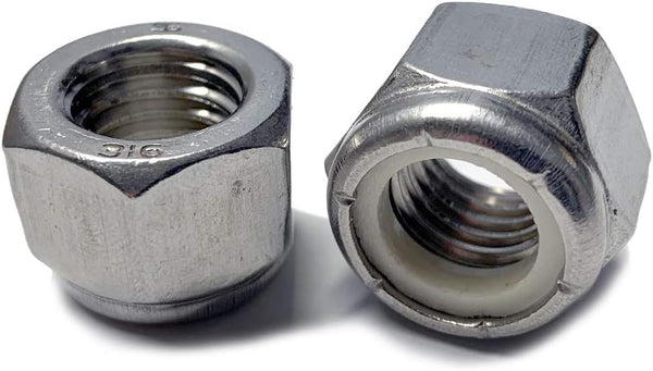 Marine Bolt Supply Superior Grade/Type 316 Stainless Steel Nylon Insert Lock Nuts - (1/4-20 (Pack