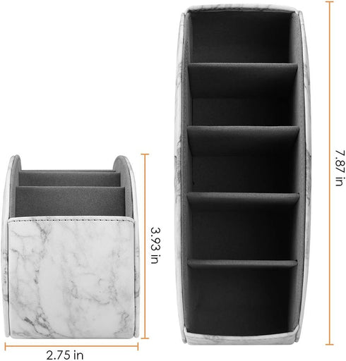 SITHON Remote Control Holder with 5 Compartments, PU Leather Remote Caddy Desktop Organizer for TV, Media