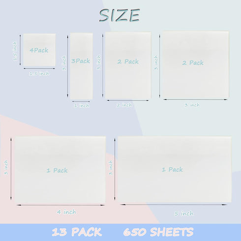 Transparent Sticky Notes 650 Sheets, Clear See Through Invisible Translucent Sticky Notes for School Office