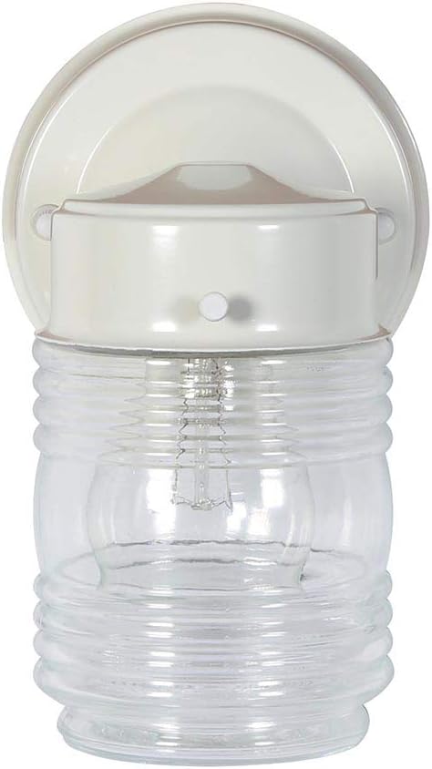 1-Light 500181 Design House Jelly Jar Outdoor Wall Light with Clear Ribbed Glass, Wet Rated for Porch, Patio