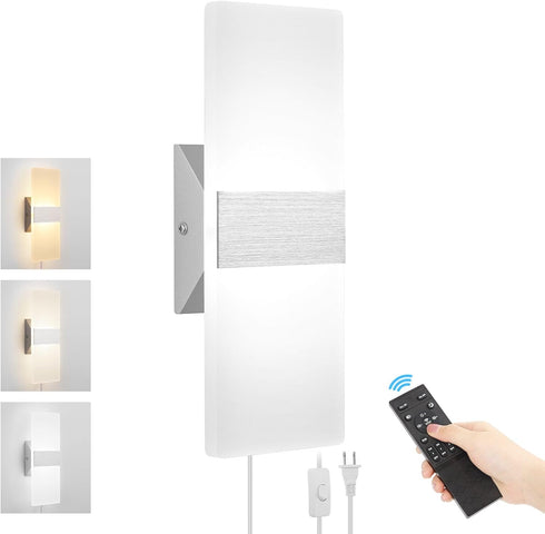 GOODATE Plug in Wall Sconces with Stepless Adjustable 3000K-6500K Colors and 10%-100% Brightness,