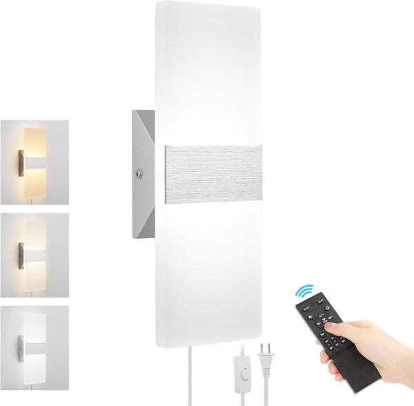 GOODATE Plug in Wall Sconces with Stepless Adjustable 3000K-6500K Colors and 10%-100% Brightness,