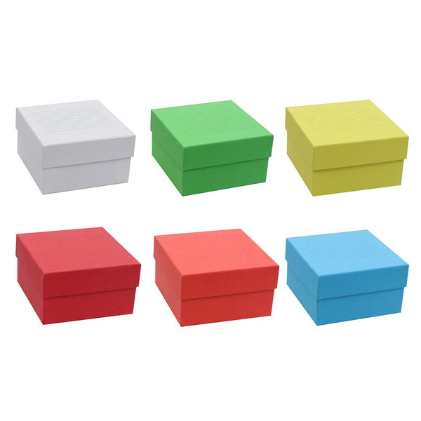 6 Color Cardboard Freezing Storage Boxes, 81 Holes for Cryotubes, Dim. 134x134x76mm, White Blue Red Yellow Orange Green