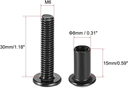 uxcell Screw Post Fit for 5/16"(8mm) Hole Dia Male M6x30mm Binding Bolts Leather Fastener Carbon Steel