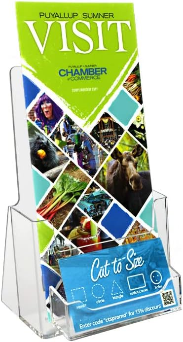 SourceOne Trifold Brochure Holder for 4” x 9” Booklets, Clear Acrylic Organizer