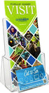 SourceOne Trifold Brochure Holder for 4” x 9” Booklets, Clear Acrylic Organizer