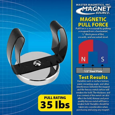 Master Magnetics Ceramic Round Base Magnet with Black Spring Clamp, 2-Pack, 35 lb Pull Each