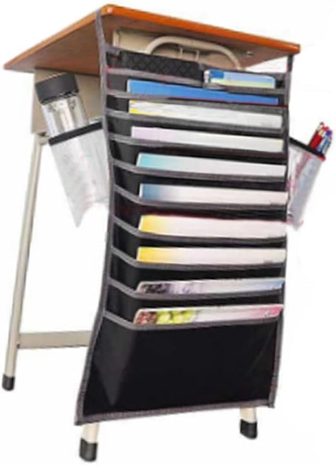 COHEALI Desk Side Storage Bag Oxford Fabric Student Book Organizer Pockets for School Office Dorm (Adjustable Large
