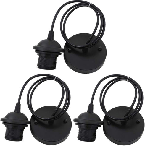 Icole Ceiling Light Pendant Fitting E26 Lamp Holder Black Ceiling Rose Modern Vintage