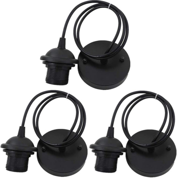 Icole Ceiling Light Pendant Fitting E26 Lamp Holder Black Ceiling Rose Modern Vintage