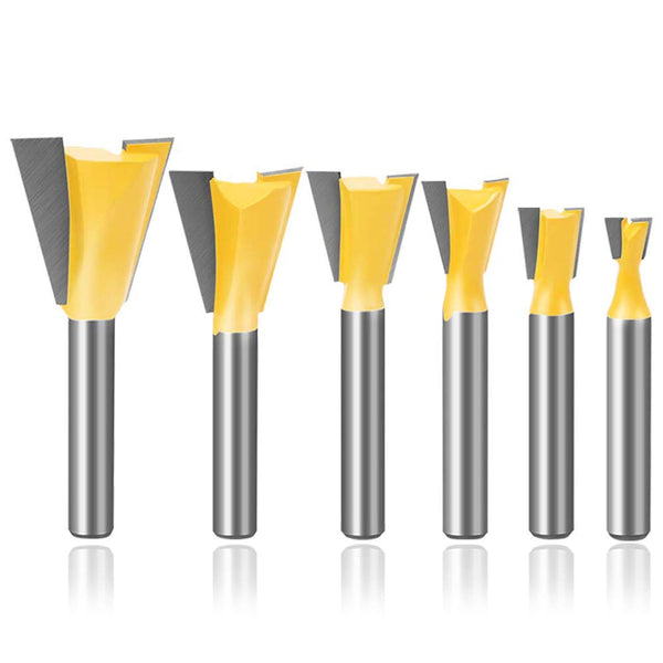 Mesee 6 Pieces Dovetail Router Bits Set, 1/4 Inch Shank Half-Blind & Through Joint Woodworking Tools