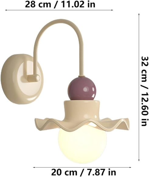Generic Room(Red,28 cm/11.02 Modern Nordic Wall Sconce, Wavy Ruffled Shade Globe Wall Lamp, Cream