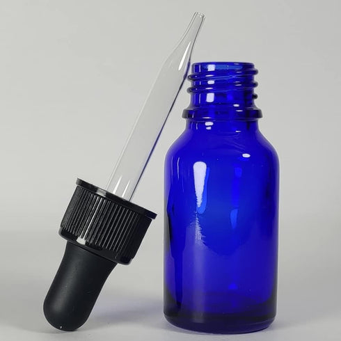 Bioll 15ml (1/2 oz) Glass Dropper Bottle.Essential Oil Bottle With Glass Eye Droppers.For Lab Chemicals,Alcohol,Sterilize Water,Perfumes Bottles-24Pcs (Blue)