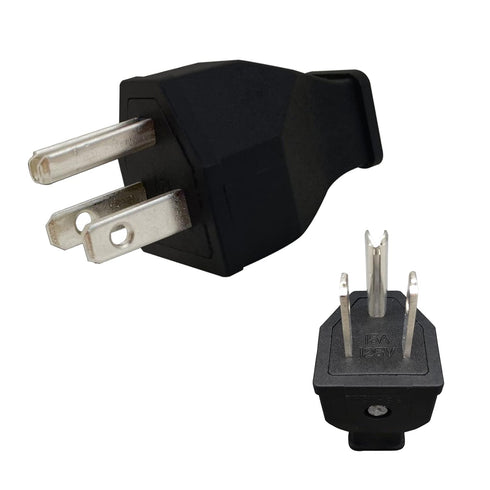 3 Prong NEMA 5-15P Power Adapter Replacement Plug, 3-Pin 15A 125V Male Rewirable Plug (2 Pcs, Black)