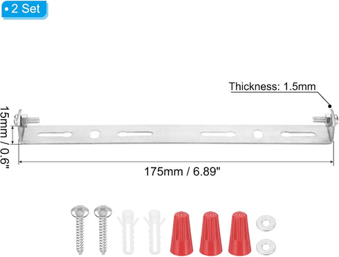 175mm (6.9") 2 Set PATIKIL Universal Light Fixture Mounting Bracket Kit, Light Crossbar Ceiling Light Plate with Screw