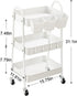 danpinera 3-Tier Rolling Cart, Metal Storage Cart with Lockable Wheels, Mobile Trolley for Kitchen, Bathroom