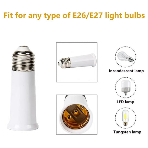 E26 Socket Extender, E26 to E26 Lamp Socket, 9.5CM/3.74 Inch Socket Extension Adapter (4 Pack)