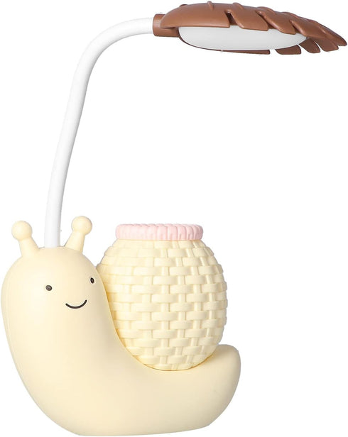 FTVOGUE LED Desk Lamp with Pen Holder, Cartoon Snail Design, Rechargeable Flexibility,