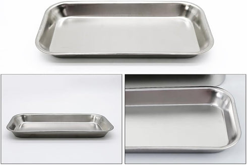 UUYYEO 2 Pcs Industrial Stainless Steel Tray Dental Instrument Tray Small Lab Tray Rectangular Medical Tray Laboratory