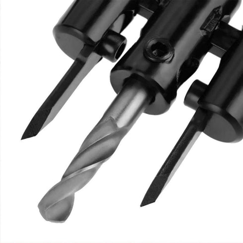 Adjustable Circle Hole Saw Drill Bit Set, Cutter 30-200mm, Heavy Duty Wood DIY Woodworking Tool, Black