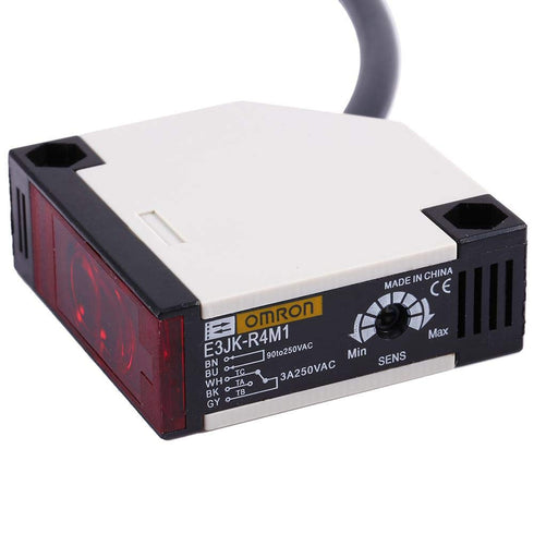 AC 90-250VAC Photoelectric Switch Sensor E3JK-R4M1, Reflective Proximity Switch with 1.5M Cable