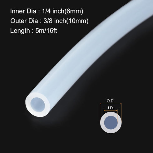 16ft 1/4" ID x 3/8" OD Silicone Tubing Clear 6mm x 10mm Industrial Plastic Tubing Silicone Hoses for Pump Siphoning Draining Irrigation Brewing