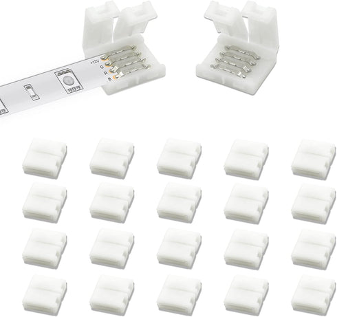 DAYBETTER 20 Pcs 4 Pin Led Light Connectors, 10mm Wide Led Connectors Unwired