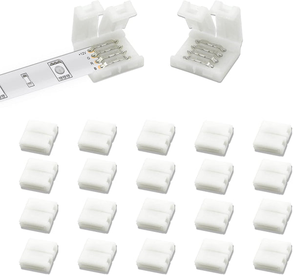 DAYBETTER 20 Pcs 4 Pin Led Light Connectors, 10mm Wide Led Connectors Unwired