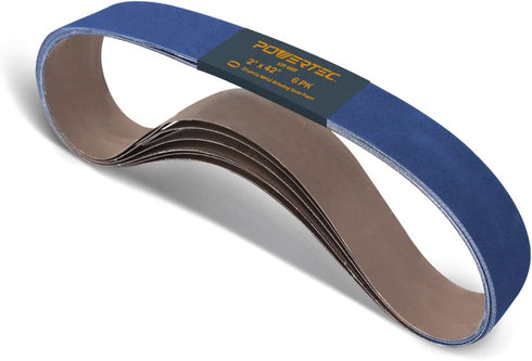 POWERTEC 2 x 42 Inch Zirconia Sanding Belts, 120 Grit, 6PK for Belt Sander, Woodworking, Metal Grinding