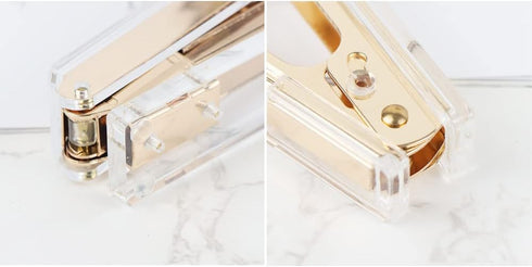 Office Stapler Set, Clear Acrylic Dark Gold Tone Manual Staplers and Staples Remover Tool for Desktop Accessories