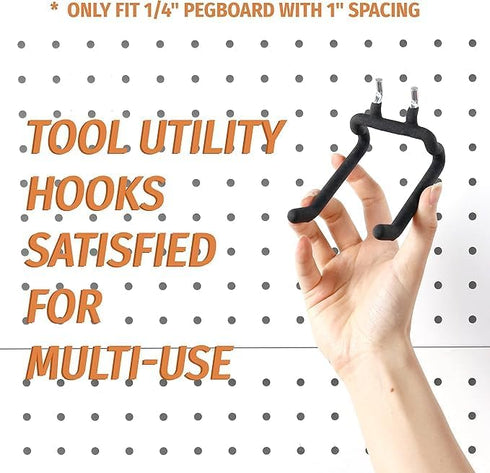 HUHOLE Pegboard Drill Holder, 8 Pack Heavy Duty Utility Hooks for Power Tools, Fit for 1/4" Pegboard