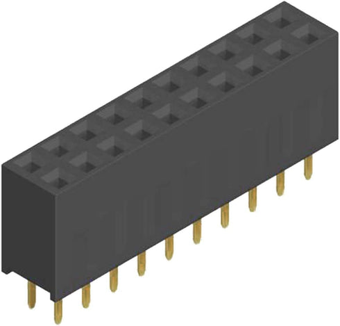 25-Pack 20P 2.54mm 0.1" Pitch PCB Female Pin Headers - 2x10 Dual Rows 20 Pins Female Sockets to Male Straight PCB DIP