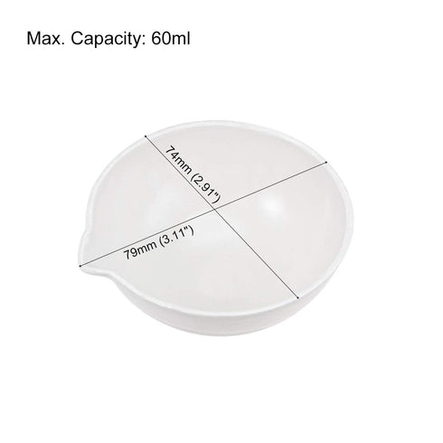 uxcell Evaporating Dish Basin High-Temperature Resist Porcelain 60ml Round Form with Spout 2pcs for Lab Supply Heating Liquid Scientific Teaching Experiments