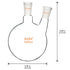 Round Bottom Flask with 2 Necks, Borosilicate Glass Heavy Wall Lab Flask with 24/40 Center and Side Standard Taper